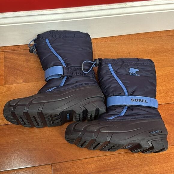 Sorel Flurry Snow Boots Youths Dark & Light Blue Grill Heatwave Shoes size 6 - Picture 6 of 10